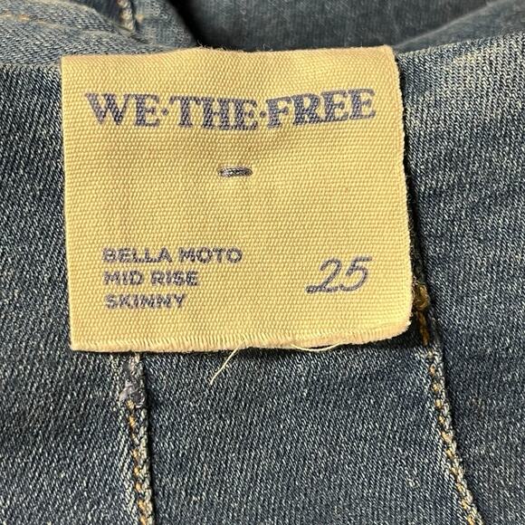 NWT Free People We The Free Bella Moto Mid Rise Skinny Jeans 25‎ Blue Ankle Zip - Picture 6 of 8